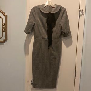 Gray & White Striped Pencil Dress